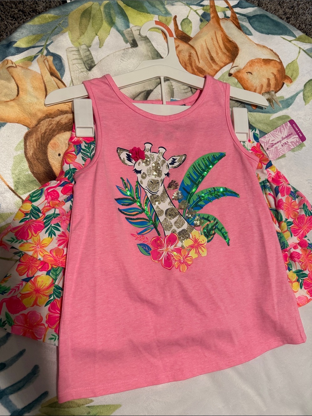 Tommy Bahama Girls Pink Tropical Giraffe Tank Set